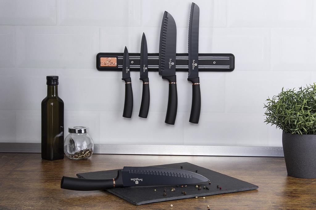Set Of 5 Kitchen Knives With Blade Berlinger Haus Bh-2535 Black Rose