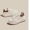 Small Women's Shoes Leather Platform McQueen White Shoes Women's 2025 Spring New Versatile Height-increasing Shoes Casual Board Shoes