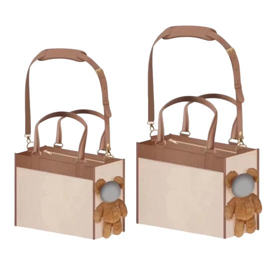 Pet Carrier Handbag Dog Carrier Tote with Leash Clip Peek Window Soft Travel Shoulder Bag for Small Dogs or Cats Bichon Poodle Yorkie