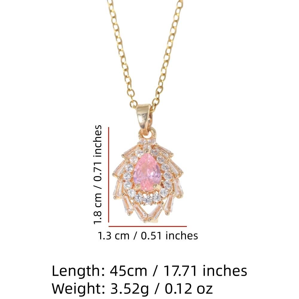 Teardrop Pendant Necklace for Women Golden Stainless Steel Clavicle Chain Zirconia Jewelry Wedding Party Daily Wear Accessories