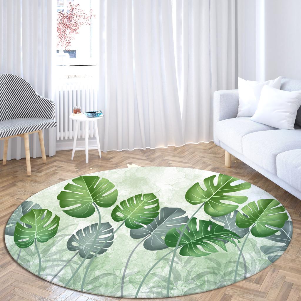 Cherry Blossom Leaf Area Carpet Large Floral Illustration Round Cushion Printing Plant Home Living Room Decorative Carpet