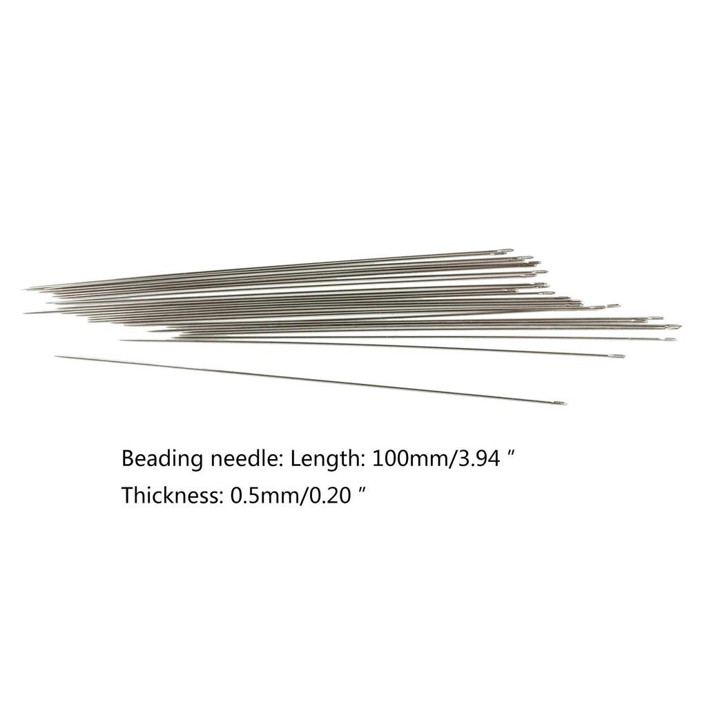 25 Pcs Long Straight Beading Needles for Creative Seed Beads Needles Big Eye Metal Pins Sewing Needles Embroidery Needle