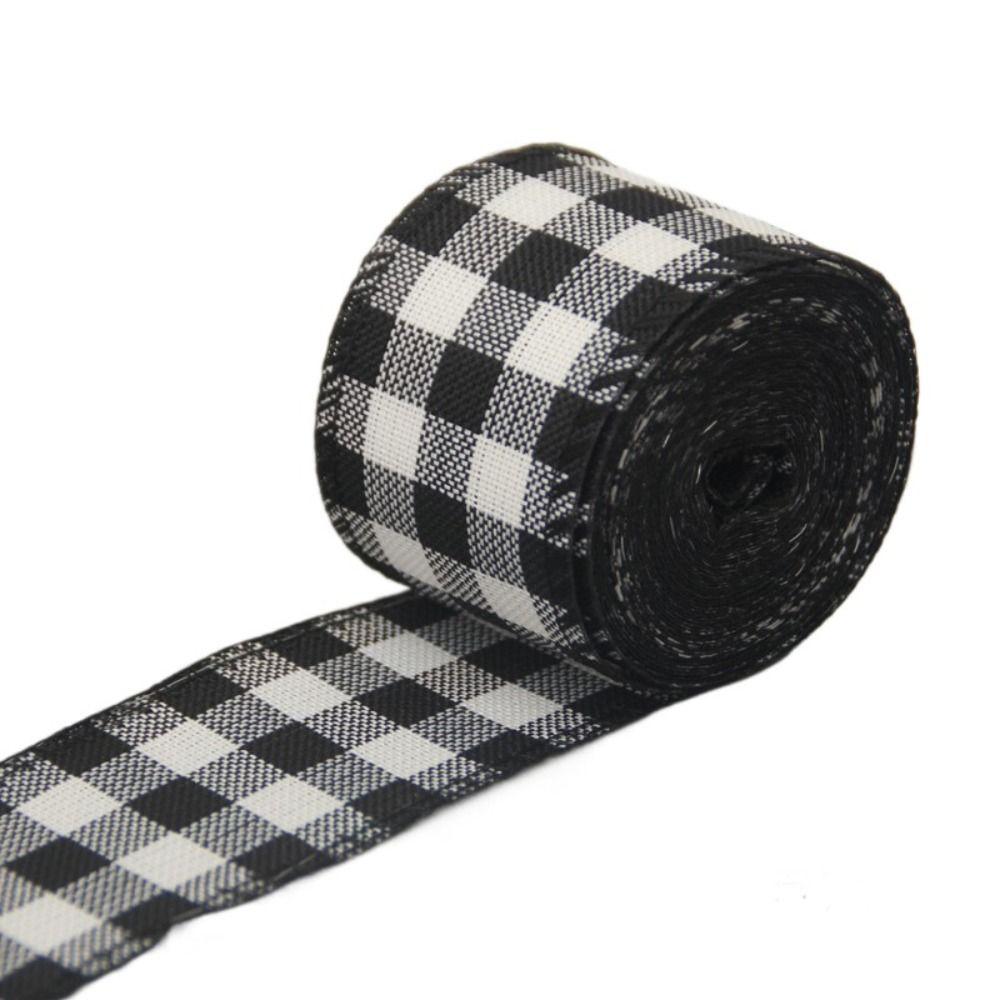 Red Black Lattice Linen Ribbon Imitation Linen Lattice Ribbon Christmas Plaid Ribbon Gift Wrapping