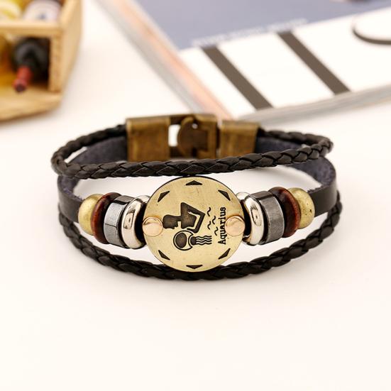 Браслет для пар Изысканный узор Износостойкий браслет из искусственной кожи созвездия с многослойной плетеной веревкой