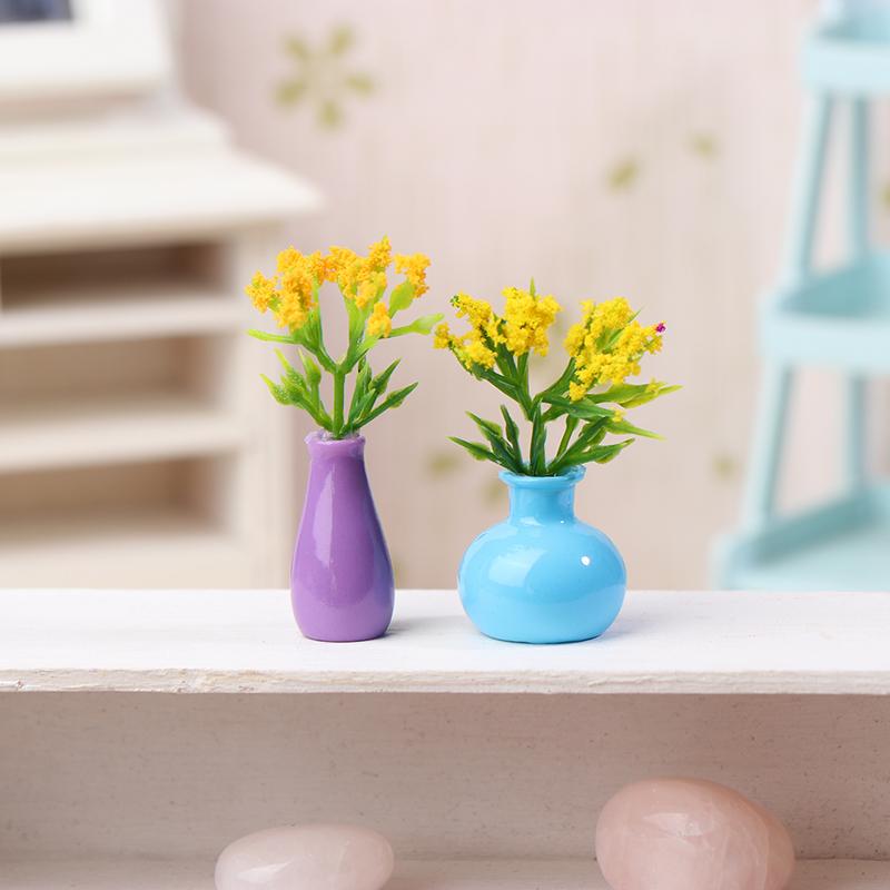 1/12 кукольный домик миниатюрный цветы ваза растение в горшке модель кукольный домик домашний декор игрушка микропейзаж пейзаж фото реквизит