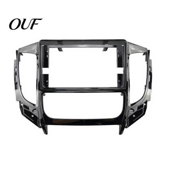 Automatic Air Conditioning Console Frame 9 Inch Car Radio Fascia for TRITON 2015, Navigation Panel Manual Dash Kit Manual/Auto AC, Stereo Install
