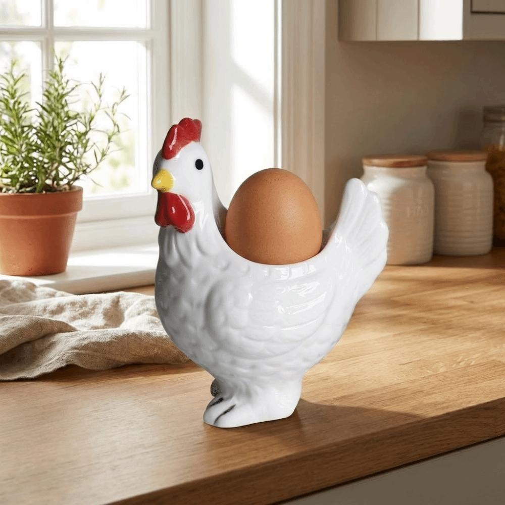 Chicken Shape Ceramic Egg Cup Cartoon 3D Chick Egg Cup Cute Boiled Egg Stand Tabletop Display