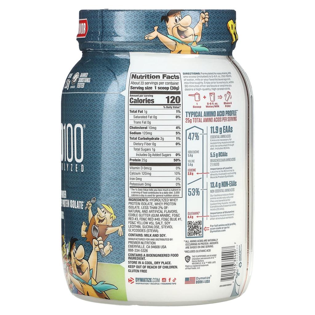 Dymatize ISO100 Hydrolyzed, 100% Whey Protein Isolate, Fruit Pebbles, 1.34 Lbs (610 G)