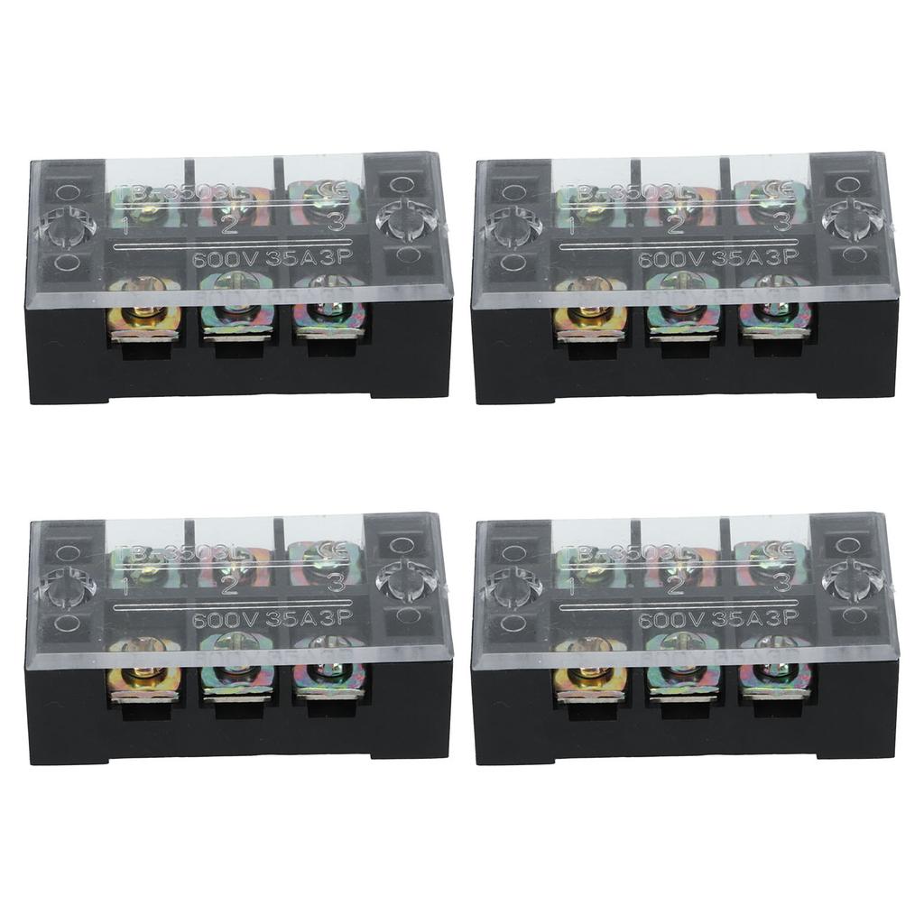 4Pcs Terminal Strip Block TB Fixed Large Current Copper Contactor Circuit Terminal Block 600V 35A 6