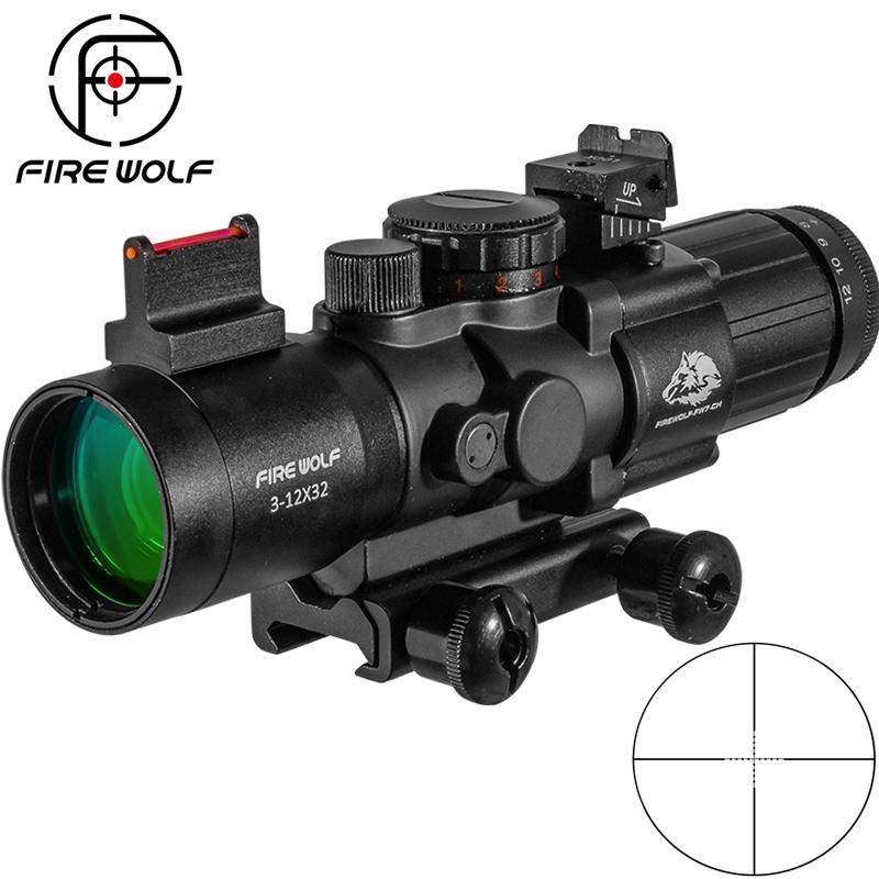 FIRE WOLF 3-12X32  Scope Red and Green Dot 20mm Dovetail Reflex Optical Scope Tactical Scope for  Snip