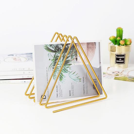 Storage Rack Multi-purpose Tidy Keeping Solid Color Triangle Shape Book Storage Shelf for Desktop