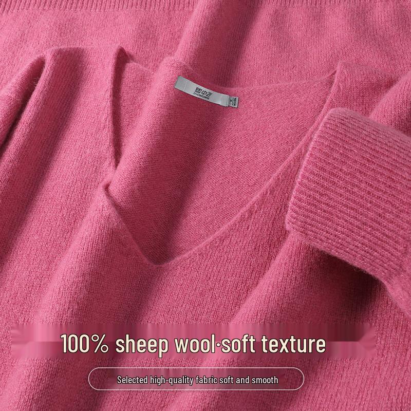 SNOWFLYING Женский базовый трикотажный свитер с V-образным вырезом из 100% мериносовой шерсти