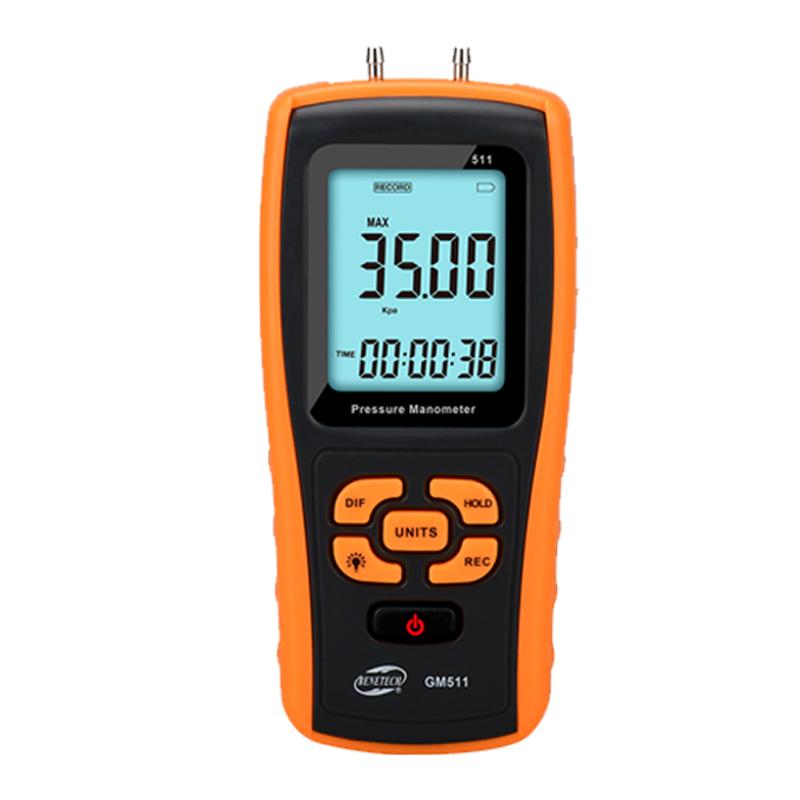 BENETECH GM511 Handheld Digital Pressure Gauge Tester Manometer Differential Pressure Gauge