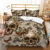 Duvet Cover 220x240 Beige 3D Print Halloween Comforter Cover Set For Bedroom Super Soft Comfortable Warm Queen Bedding Set Skull