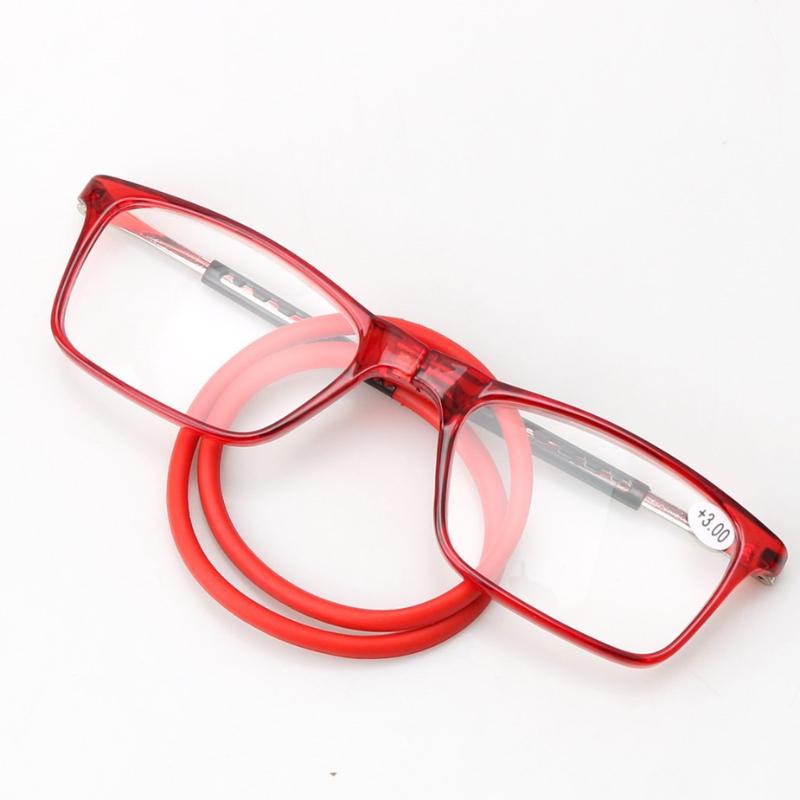 4 Styles Fashionable Neck Hanging Reading Glasses Magnet PC Square Frame HD Convenient And Comfortable Telescopic Feet Unisex