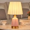 European Creative Pink/blue Ceramic Small Table Lamps Children's Room Fabric Lampshade LED Lamp for Bedside&foyer&studio AS009