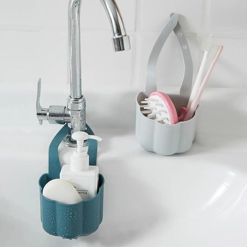 Подставка для слива кухонной раковины Подвесной держатель для мыла Полка Регулируемая корзина для хранения Держатель для смесителя в ванной Кухонные принадлежности