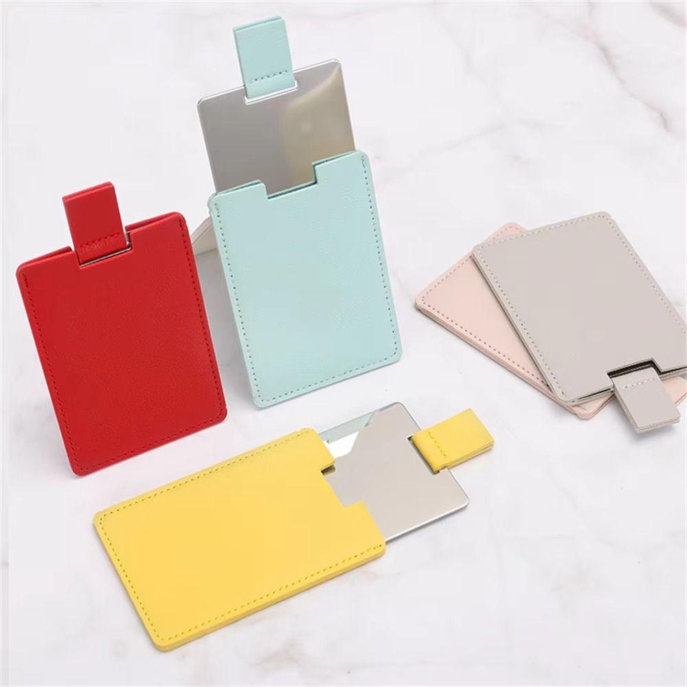 Leather Cover Stainless Steel Cosmetic Mirror Handheld Makeup Mirror For Cosmetic Tools
