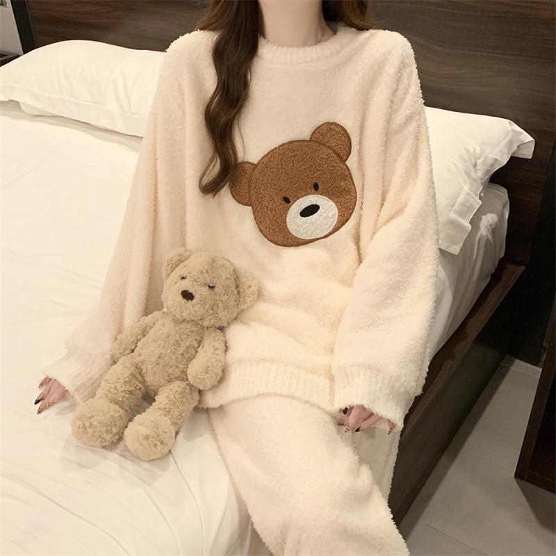 Женский уютный флисовый зимний пижамный комплект - Мягкий, Плотный и Теплый