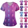Women's Fashion V-Neck Short Sleeve Overalls With Pockets Printed Tops  Clothes