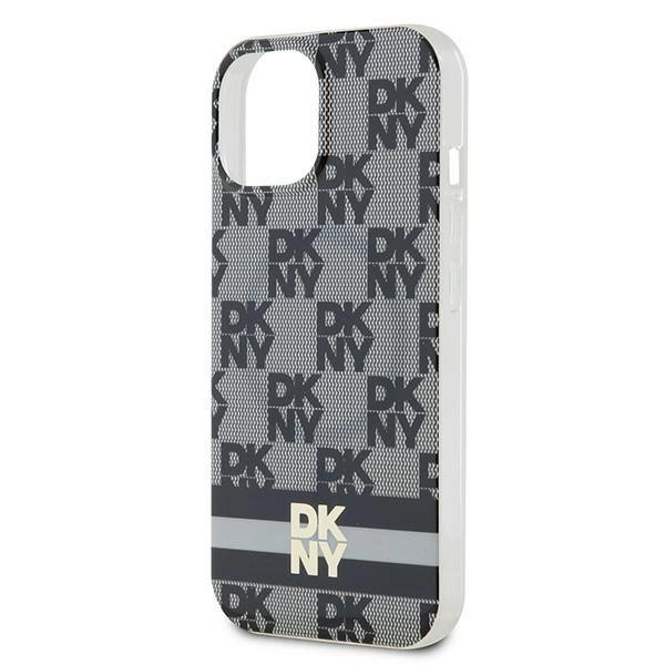 Dkny Iml Checkered Mono Pattern & Printed Stripes Magsafe Case For Iphone 15/14/13 - Black