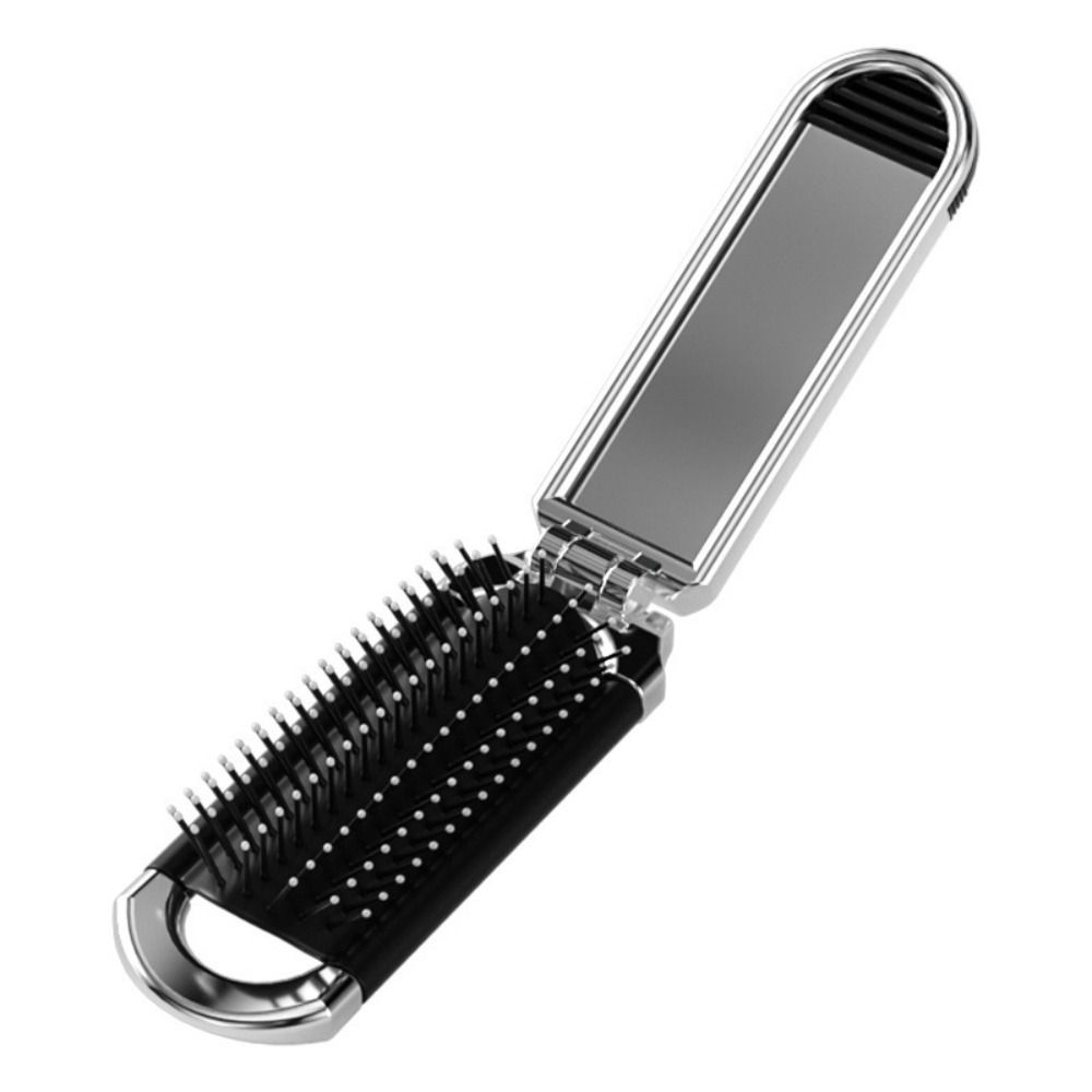 Round Pocket Mirror with Comb Dual Use Massage Hair Brush Simple Folding Air Bag Comb  Travel
