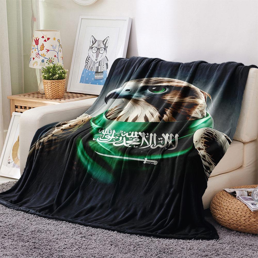 1PC Saudi Arabia National Football Team Patterned Flannel Blanket Suitable For All Seasons for Home Decor Warmth and Comfort Gifts Holiday Present