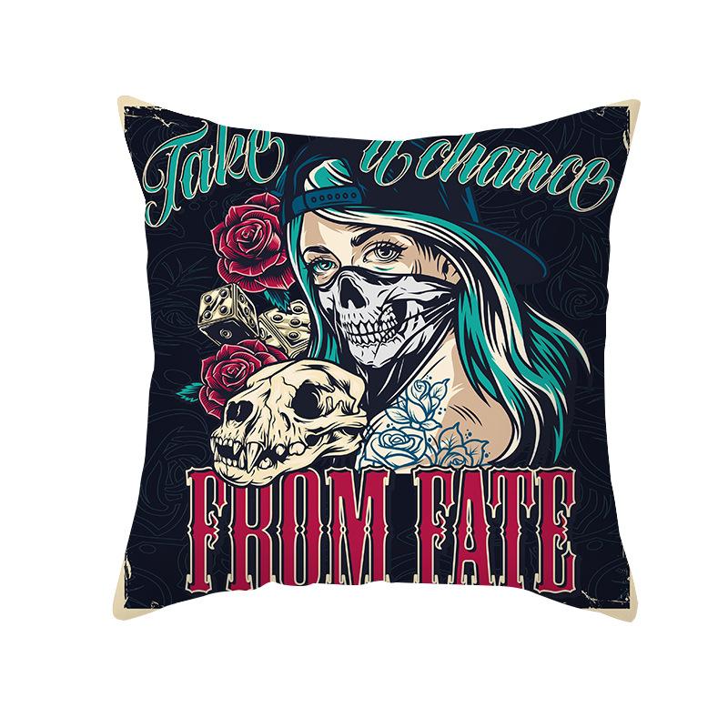 Halloween Cartoon Skull Spider Demon Bat Decorative Pattern Pillow Case Bedroom Living Room Sofa Cinema Garden Throw Pillow Case
