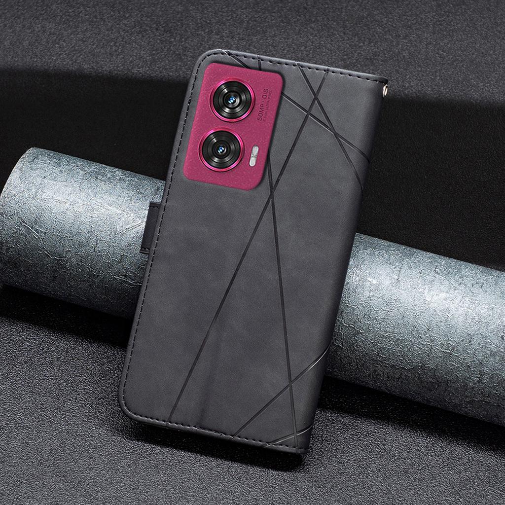 BINFEN COLOR For Motorola Edge 50 Fusion 5G Phone Cases Wallet Stand Geometry Imprint Leather Cover