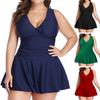 2 Plus Size Pcs/Set Women Swimsuit Solid Sexy Elegent Color V Neck Plus Size Soft