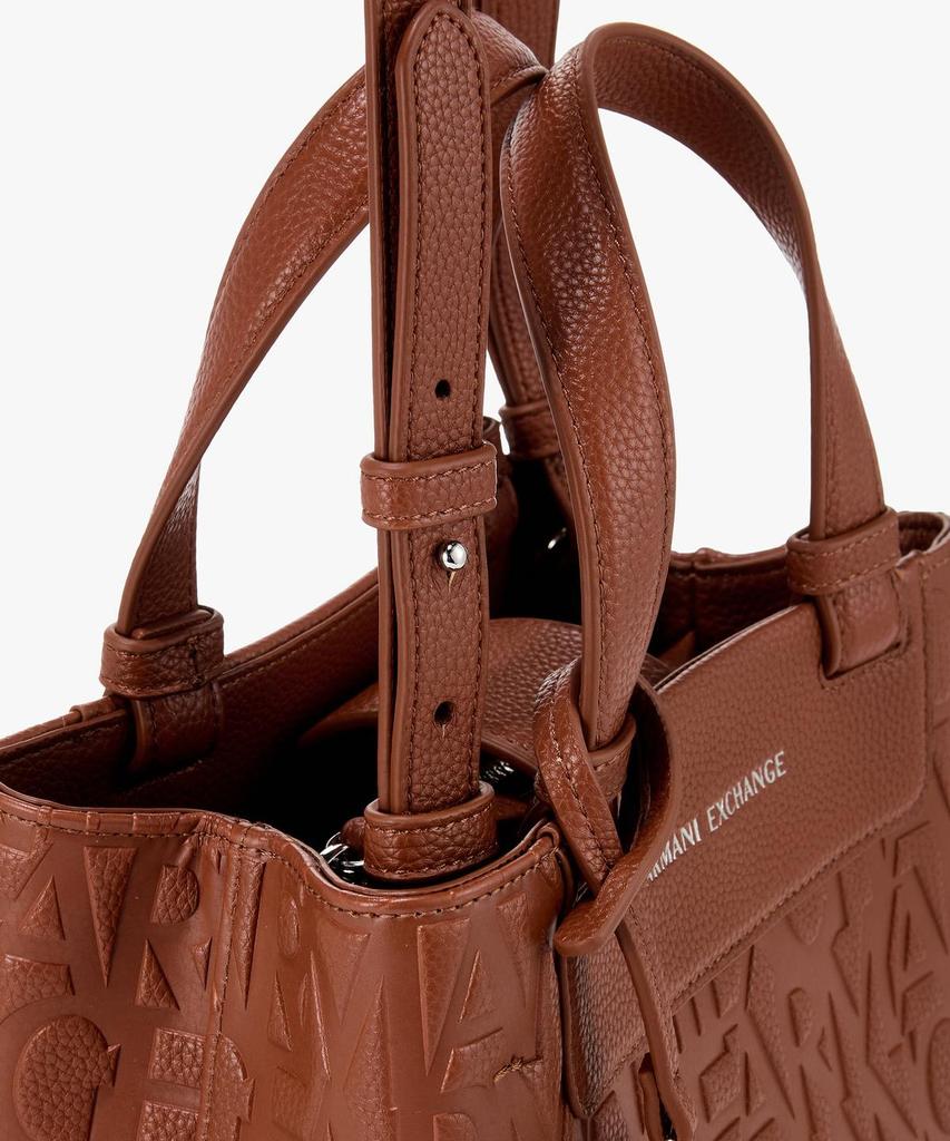 Женская сумка-шоппер Armani Exchange с тиснением логотипа, маленькая, _Коричневая_A425370512