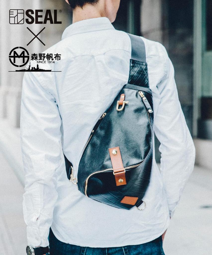 Morino Canvas x Waterproof Spiral Body Bag for Forces Canvas [SEAL] One-Shoulder Men, Outdoor, Self-Defense Style, MS-0250BU