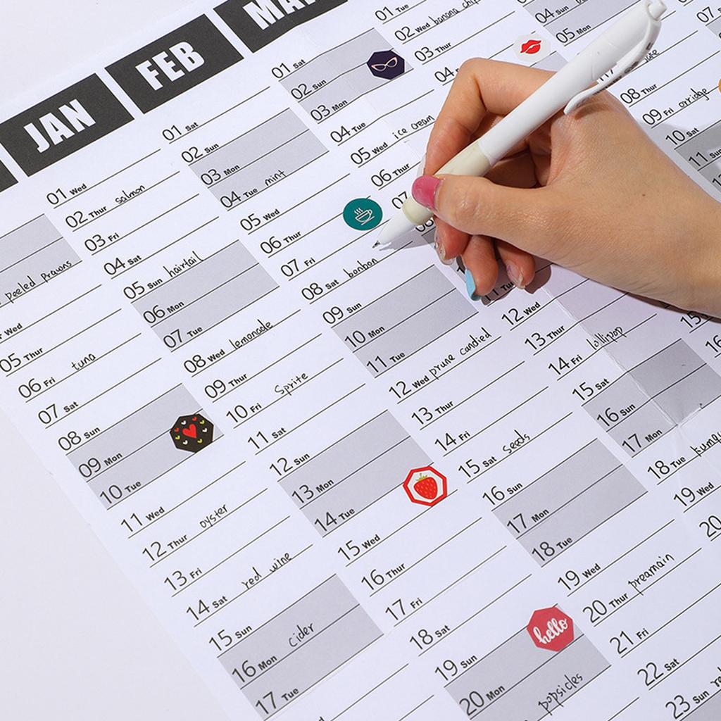 Календарь на 2025 год, полноценный годовой календарь на одну страницу, ежегодный настенный календарь с наклейками, складывается из бумаги