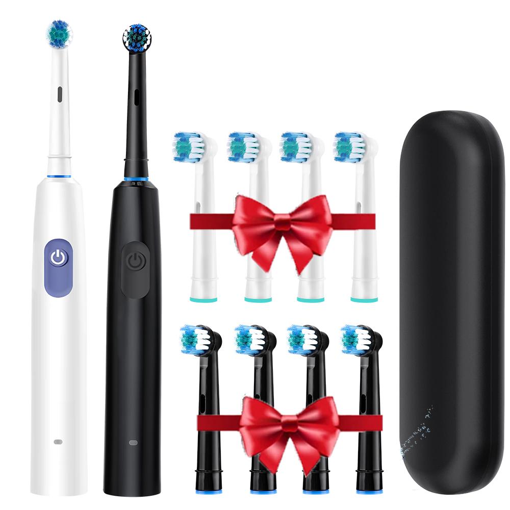 Rotary Electric Toothbrush For Adults Rechargeable Tooth Brush With Box And Replacement Heads 3D Cleaning Vibration Teeth Brush