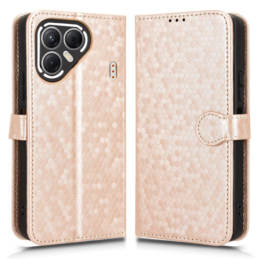 For TECNO Pova 7 5G Wallet Case Dot Pattern Imprint PU Leather Phone Cover with Wrist Strap