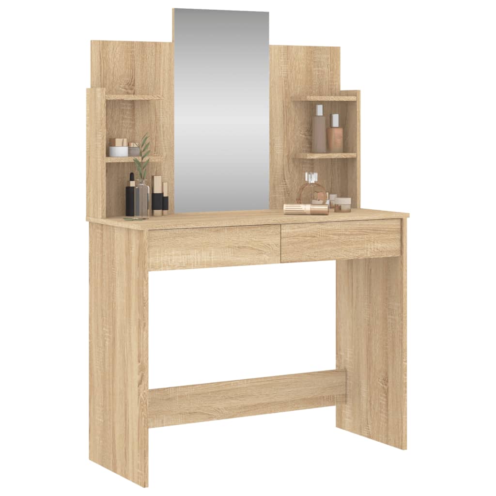 Makeup Table with Mirror Sonoma Oak 96 x 39 x 142 cm