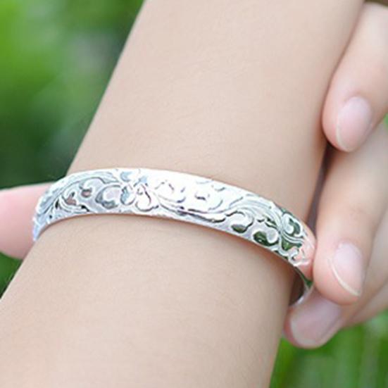Женский браслет-открытие, регулируемая окружность, цветочный тисненый, гладкий, полированный, широкий, на запястье, ювелирное изделие