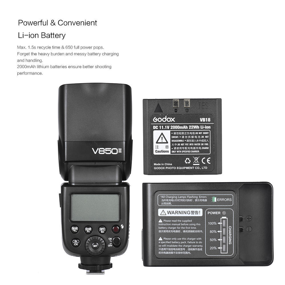 Godox V850II GN60 2.4G Off Camera 1/8000s HSS Camera Flash Speedlight Speedlite Built-in 2.4G