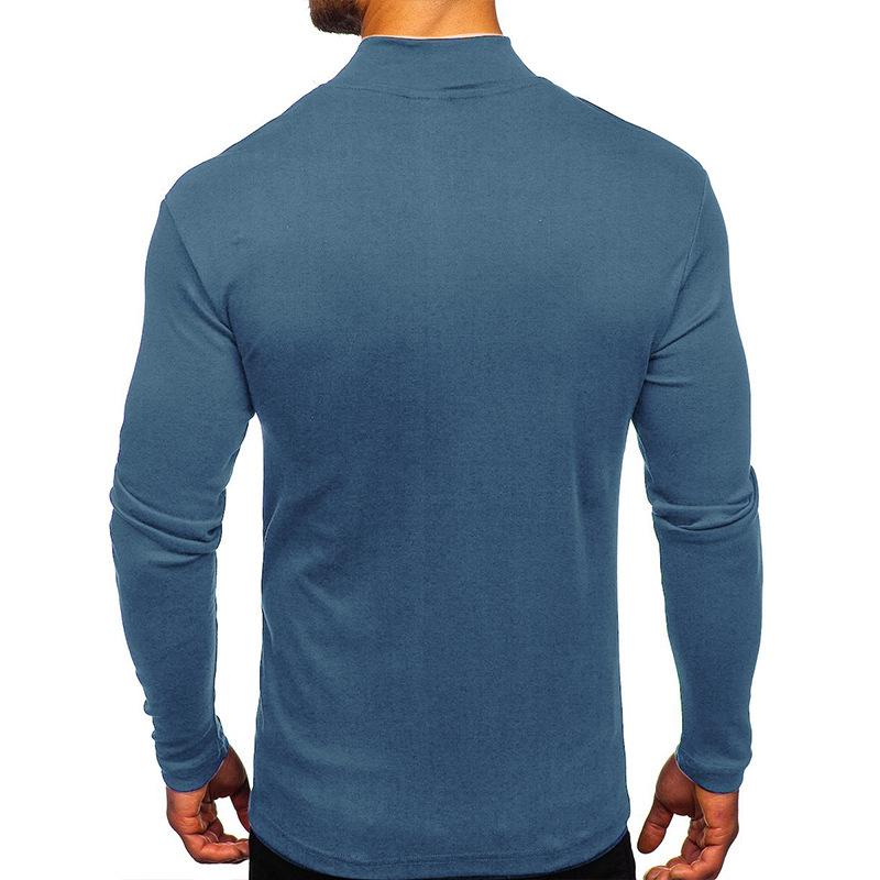 Men S High Neck Long Sleeve Solid T Shirt Casual Top