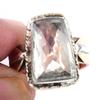 Natural Green Amethyst Gemstone 925 Sterling Silver Two Tone Ring Size 6 j8Q29