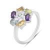 Серебряное кольцо с натуральным аметистом 1.577ct, цитрином, хризолітом, топазом, вес изделия 3,15 гр (2193173)