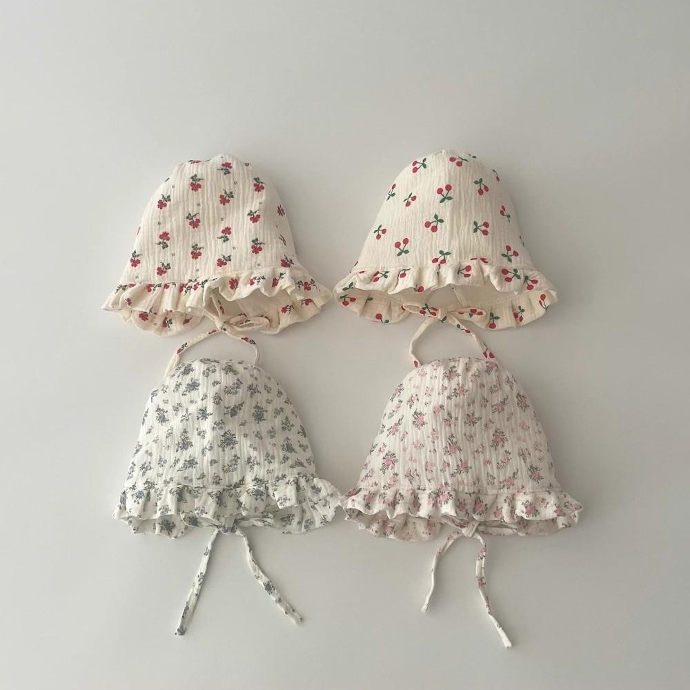 Floral Printed Sunshade Cap Breathable Princess Hat New Ear Protection Hat Newborn