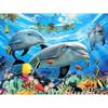 Diamond Painting Cross Stitch Dolphins with Small Fishes Diamond Embroidery Diamond Mosaic Picture