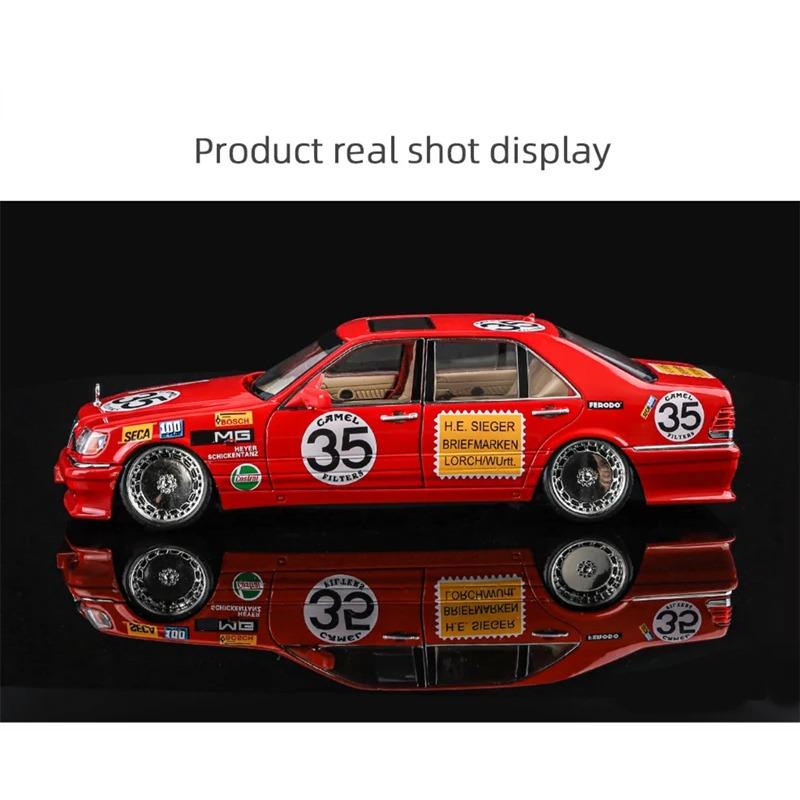 1/24 Benz W140 S320 SEL Red Pig Alloy Wide Body Sports Car Model Diecast Metal Modified Raing Car Model Sound and Light Kids Toy Gift