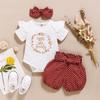 Ramidos Newborn Baby Girls Ruffles Letter Print Bodysuit Romper+Dot Shorts Outfits