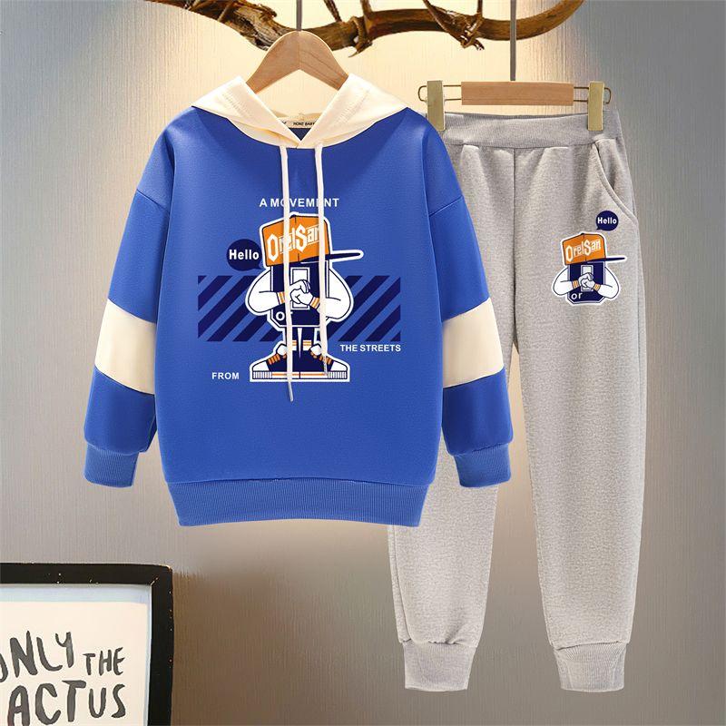 Костюм из двух частей для мальчиков, весенне-осенний детский спортивный модный свитер с длинными рукавами + леггинсы, костюм из двух частей для мальчиков