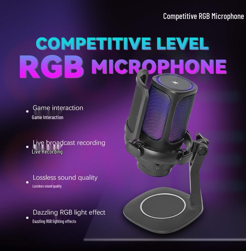 RGB USB игровая микрофонная гарнитура с поп-фильтром для киберспорта и прямых трансляций