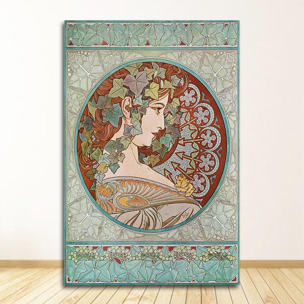 Винтажный декор комнаты тканевый настенный плакат с принтом шелковой ткани на заказ Альфонс Муха плакат холст плакат искусство украшение дома