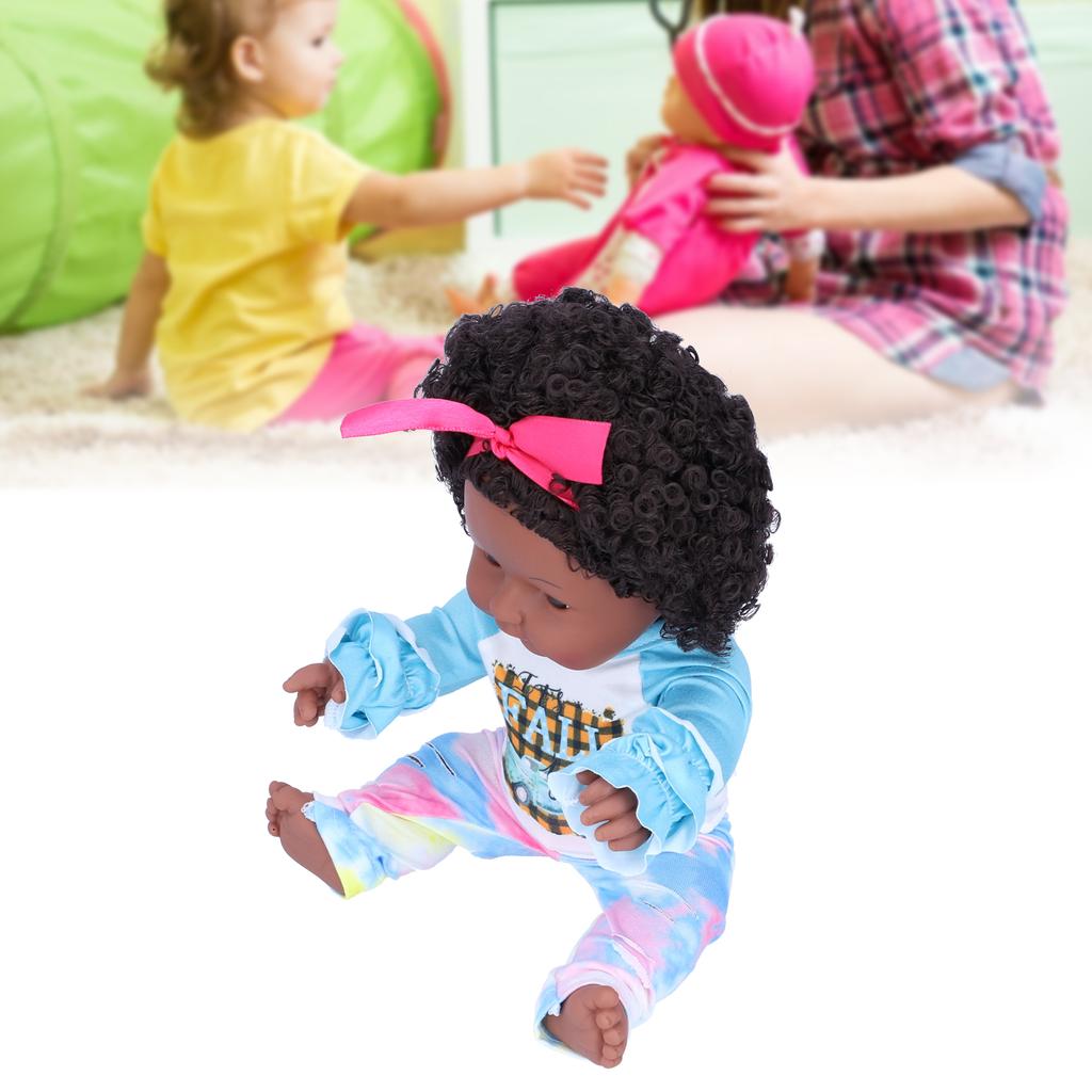 12 Inch Lovely Simulated Black Girl Doll African Baby Doll Kid Toy Birthday Gift