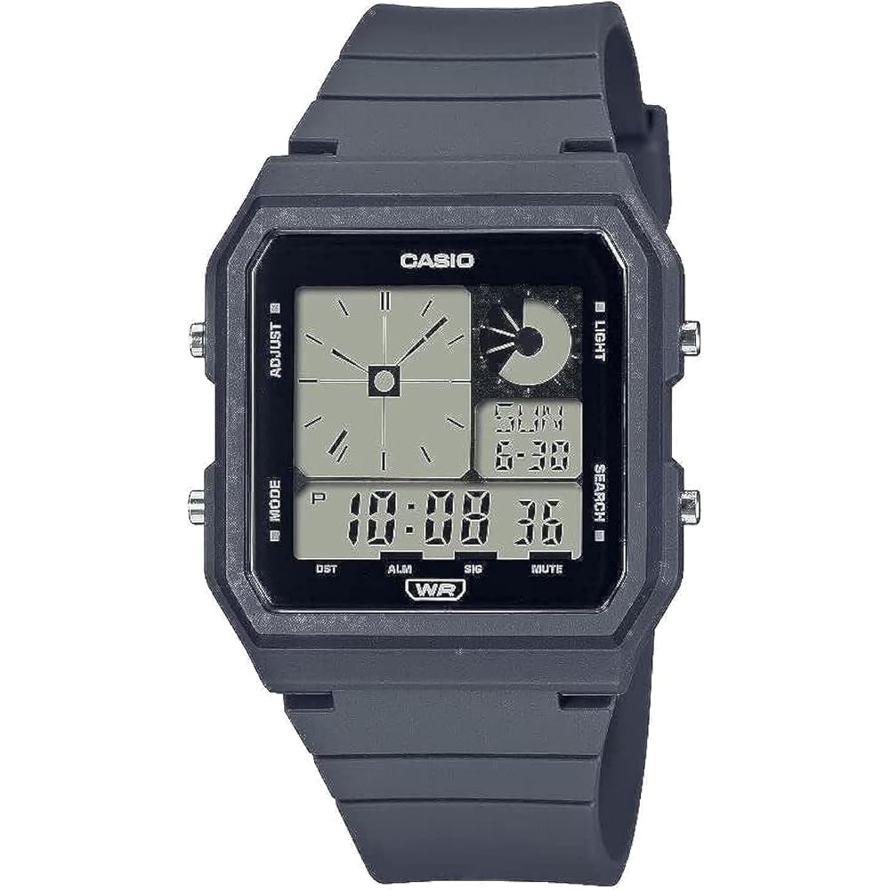 Цифровые часы Casio POP на био-основе со светодиодной подсветкой, ежедневным будильником, серым ремешком, LF-20W-8A2CF